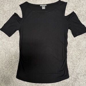 Chelsea & Theodore Black Cold Shoulder Top